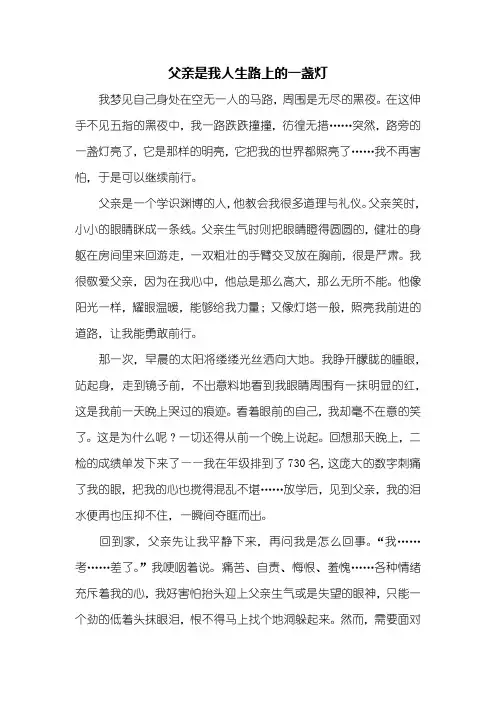 中考作文：父亲是我人生路上的一盏灯作文800字