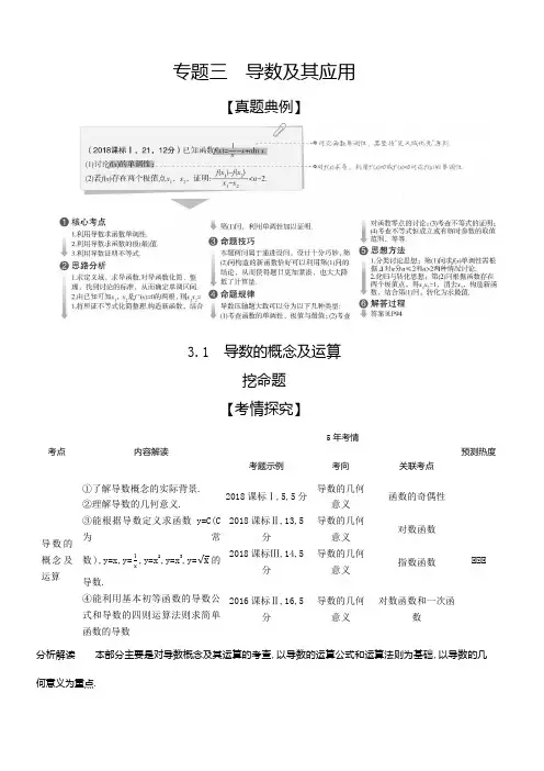 2020版高考数学(理科)大一轮精准复习精练：3.1导数的概念及运算含解析