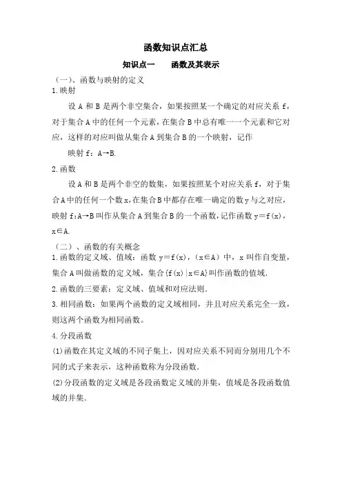 函数知识点汇总