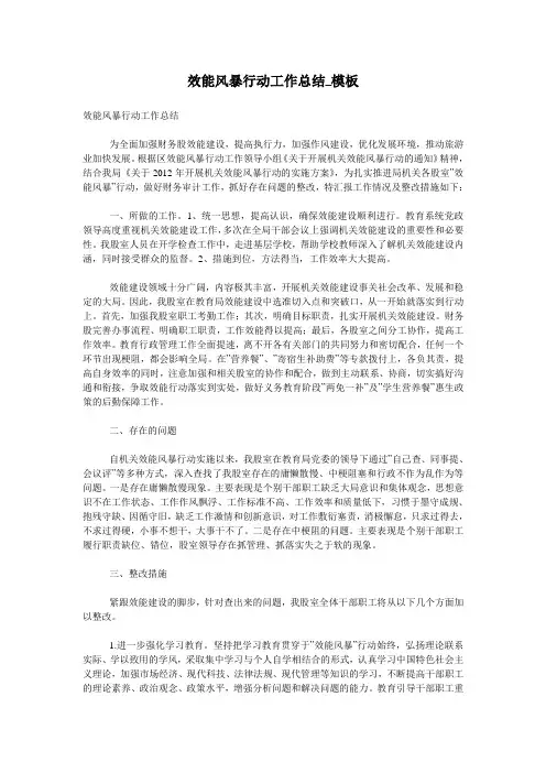 效能风暴行动工作总结_模板