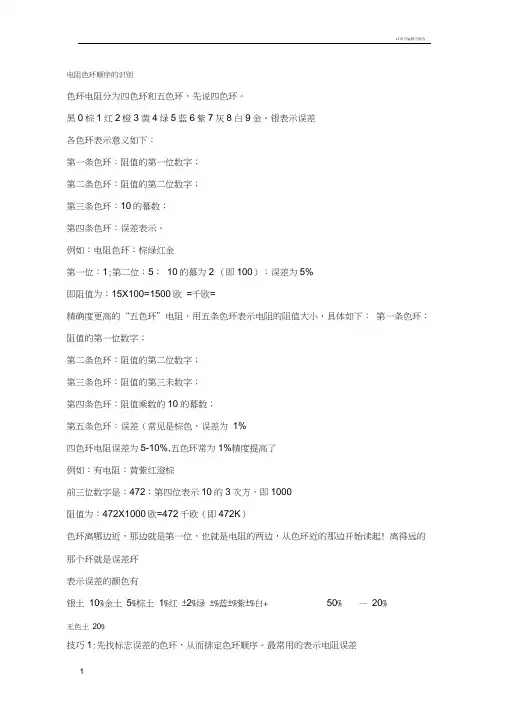 电阻色环顺序的识别 2