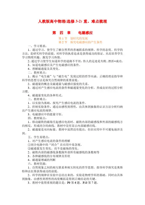新课标人教版高中物理(选修3-2)重难点梳理