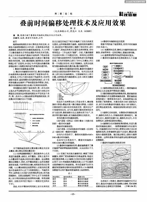 叠前时间偏移处理技术及应用效果