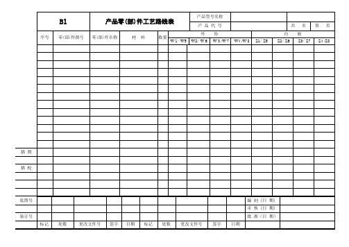 零部件工艺路线表