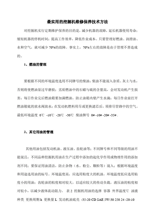 最实用的挖掘机维修保养技术方法