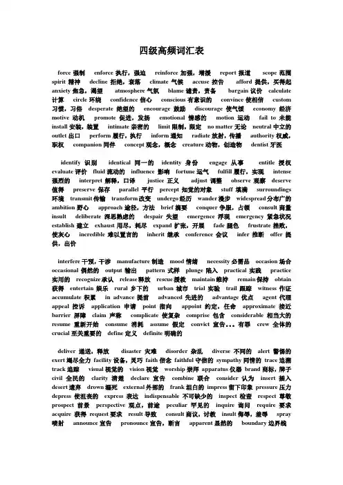四级高频词汇表