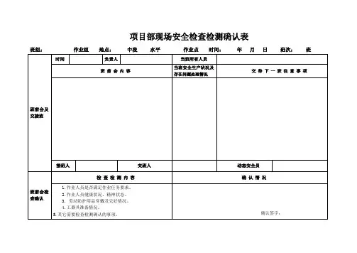 现场安全检查检测确认表