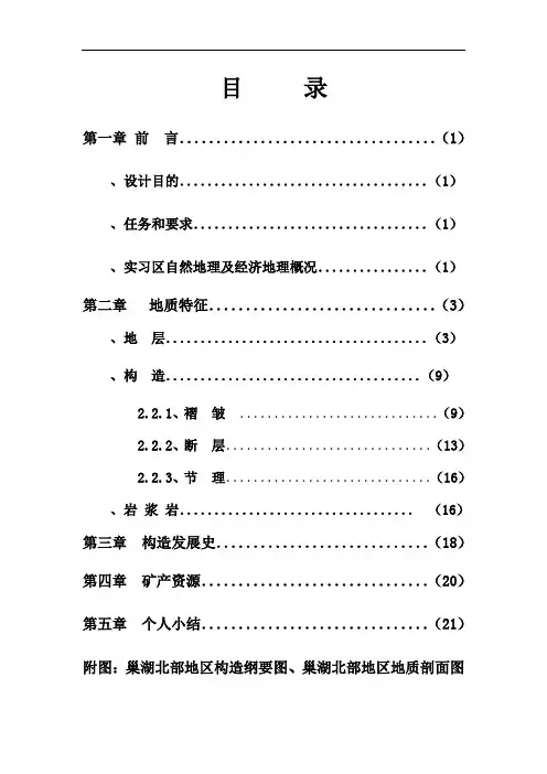 巢湖北部地区地质构造概述报告