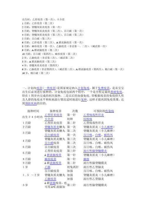 小孩打预防针
