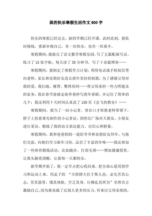 我的快乐寒假生活作文600字