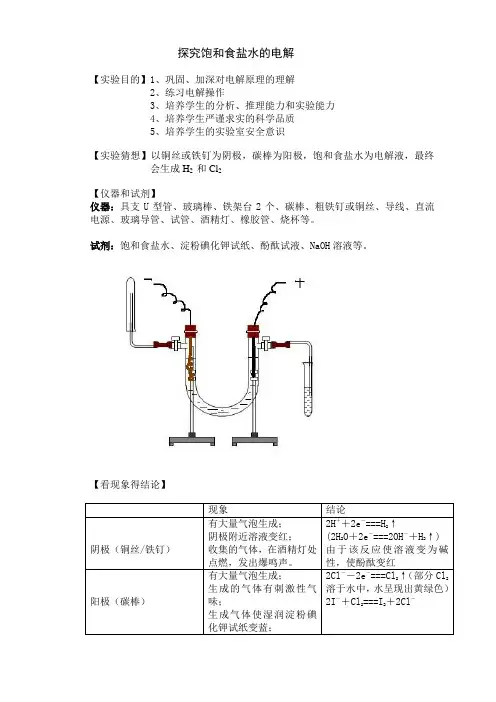 电解饱和食盐水实验报告