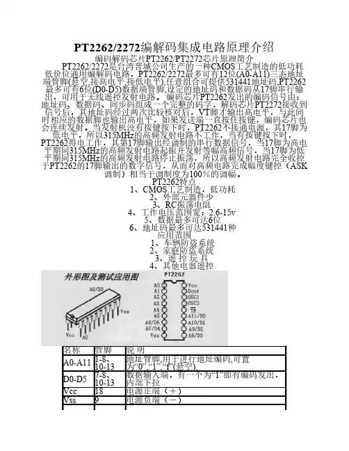 PT22622272编解码集成电路原理介绍