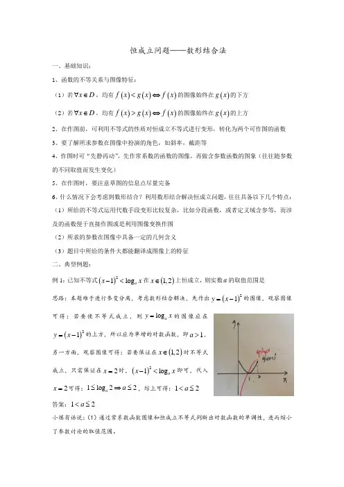 全国高考数学复习微专题：恒成立问题——数形结合法