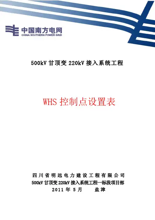 WHS质量控制点设置表