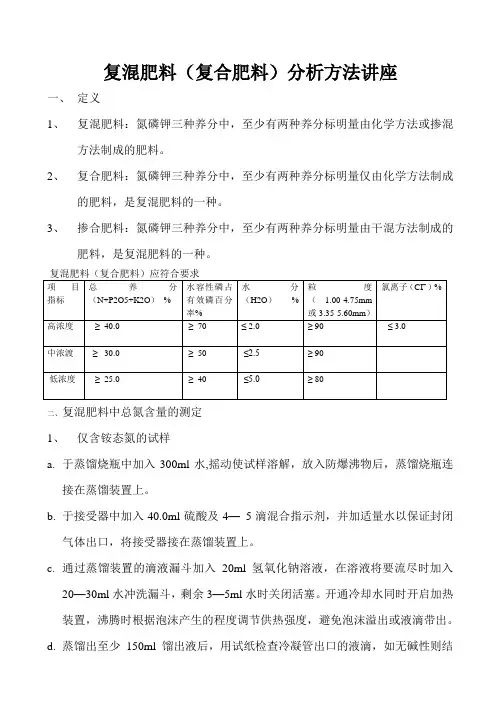 复混肥料分析方法讲座