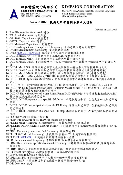 250B-1参数中文说明rev4