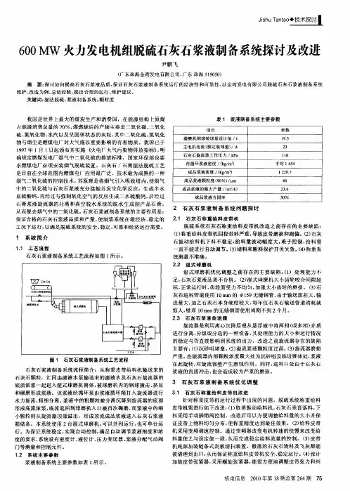 600MW火力发电机组脱硫石灰石浆液制备系统探讨及改进