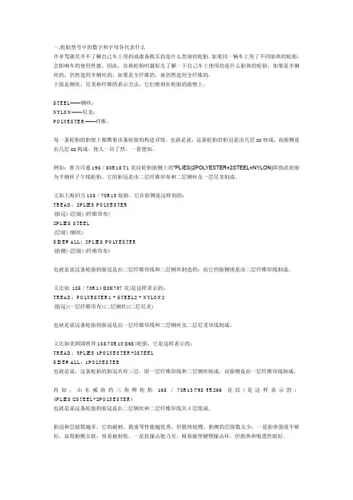 轮胎型号数据