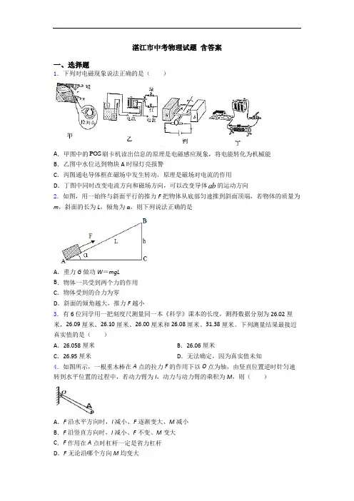 湛江市中考物理试题 含答案