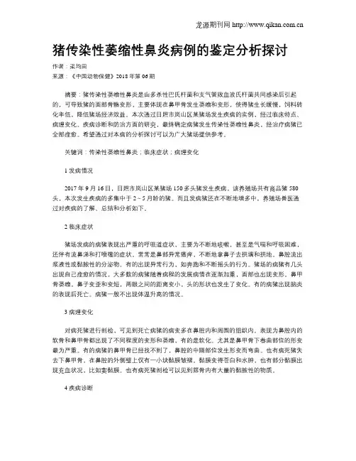 猪传染性萎缩性鼻炎病例的鉴定分析探讨