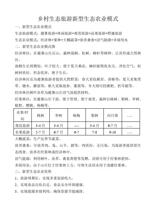 乡村生态旅游新型生态农业模式