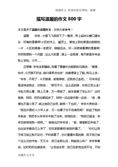 描写温暖的作文800字