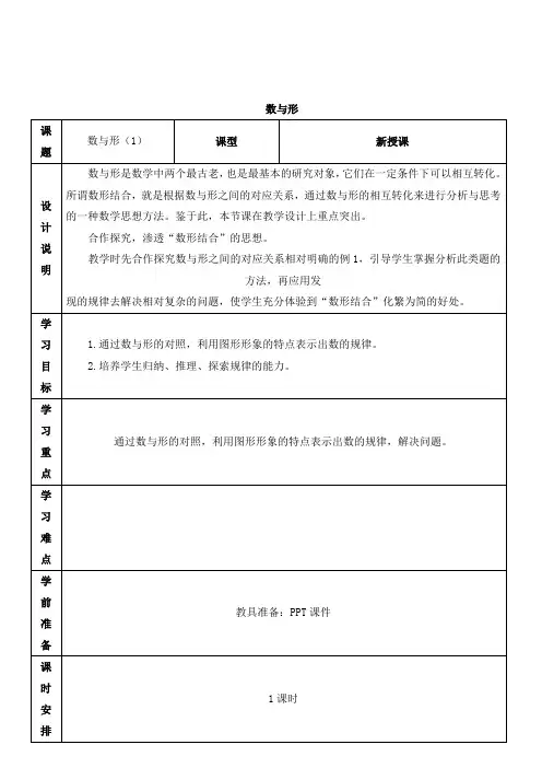 部编人教版六年级数学上册 第8单元 数学广角——数与形 数与形【创新教案】