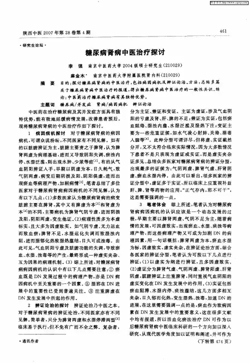 糖尿病肾病中医治疗探讨