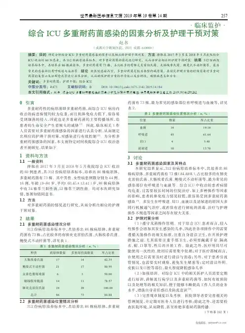综合ICU多重耐药菌感染的因素分析及护理干预对策