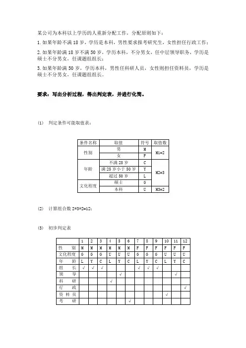 第6章 详细设计-判定表练习