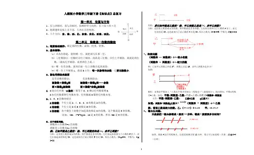 人教版小学数学三年级下册知识点总复习