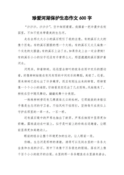 珍爱河湖保护生态作文600字_作文
