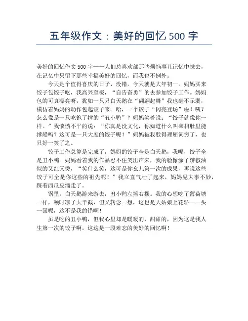 五年级作文：美好的回忆500字