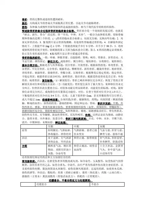 简述股骨折的愈合过程和骨折的临床愈合标准