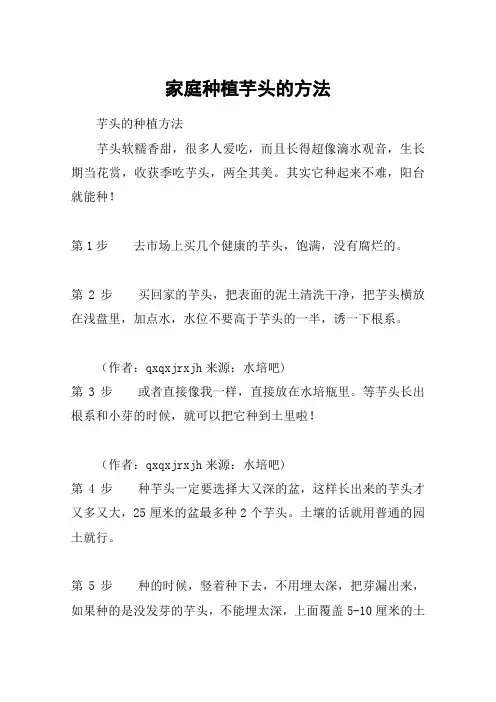 家庭种植芋头的方法