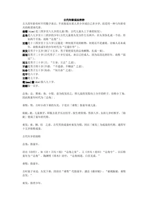 古代年龄说法