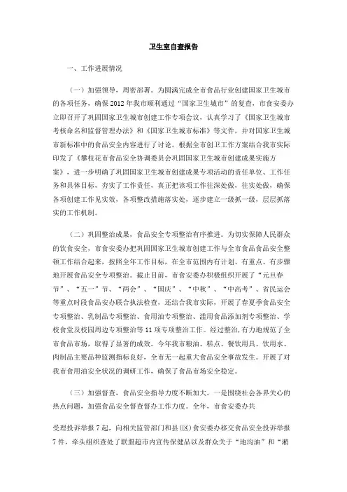 卫生室自查报告