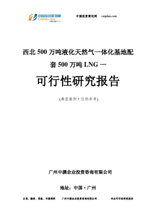 西北500万吨液化天然气一体化基地配套500万吨LNG一可行性研究报告-广州中撰咨询