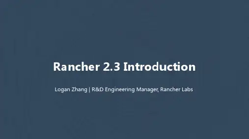 Rancher 2.3 Introduction方案