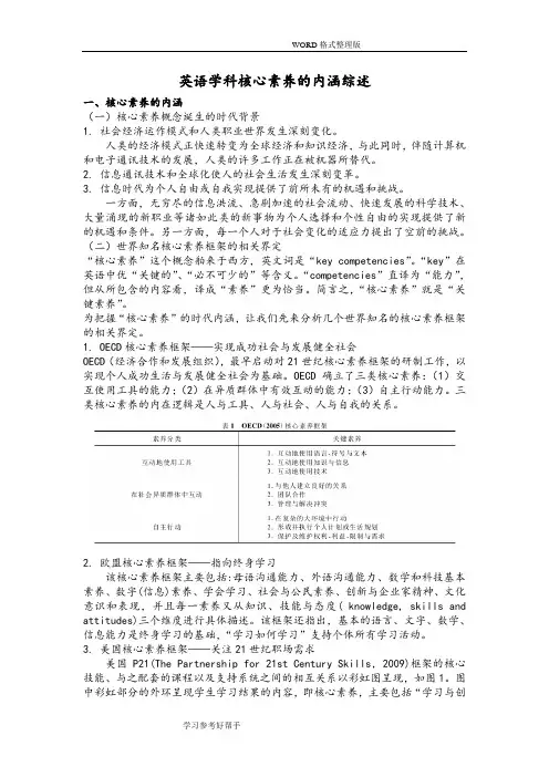 英语学科核心素养的内涵综述