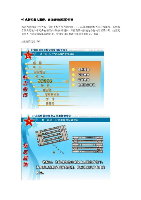 07式新军装大揭密：详细解读级别资历章