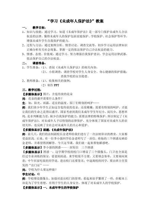 未成年人保护法教案