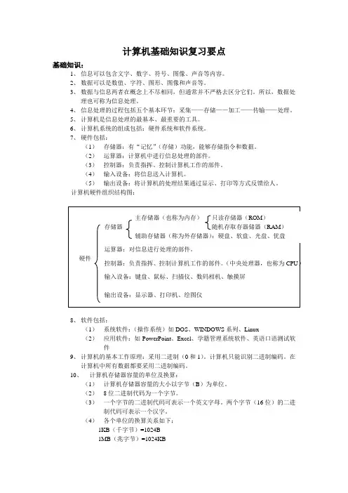 计算机会考基础知识复习要点