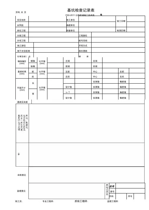 基坑检查记录表