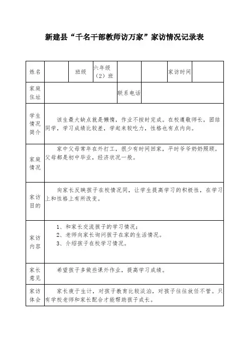 家访记录表1