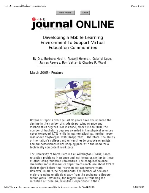 T.H.E. Journal Online Print Article Print Article  Close Developing a Mobile Learning Envir