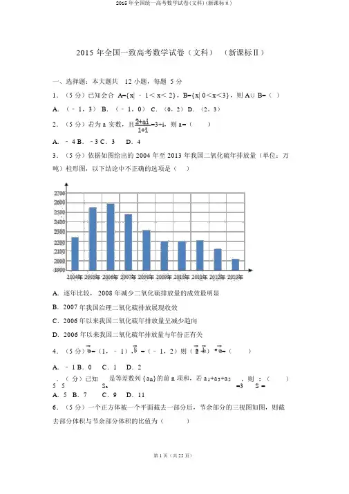 2015年全国统一高考数学试卷(文科)(新课标ⅱ)