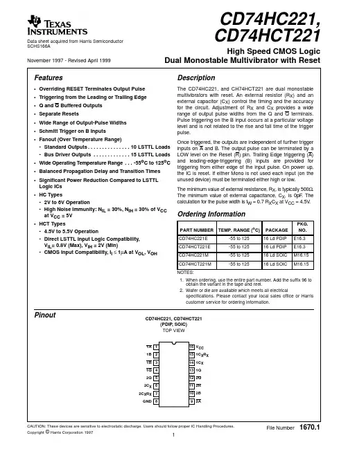 CD74HCT221中文资料