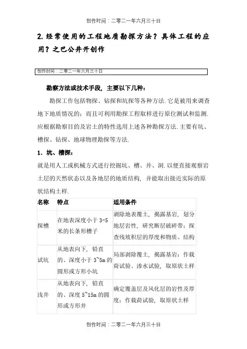 常用的工程地质勘探方法