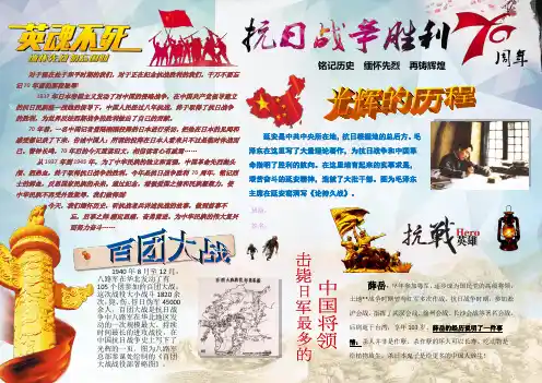 抗日小报 抗战小报 纪念中国人民抗日战争抗战胜利70周年小报  A3横排  电子小报手抄报word模板  成品小报二